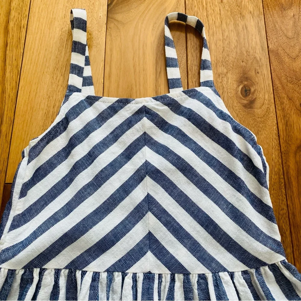 Carter’s Linen Blend Girls Striped Dress Size 6/6X Adjustable Straps